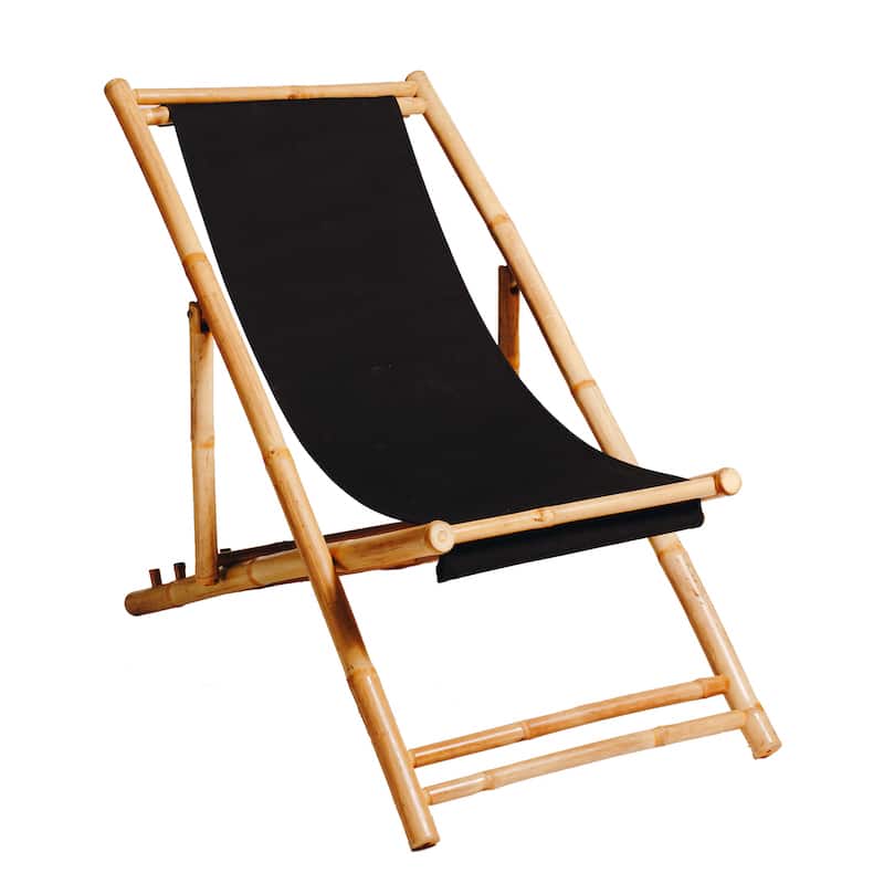 Beach-deck-Chair-bamboo-black-hire-south-coast